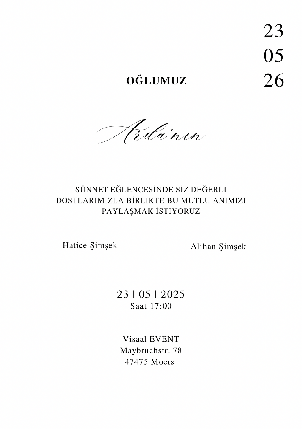 Sünnet Düğün Davetiyesi