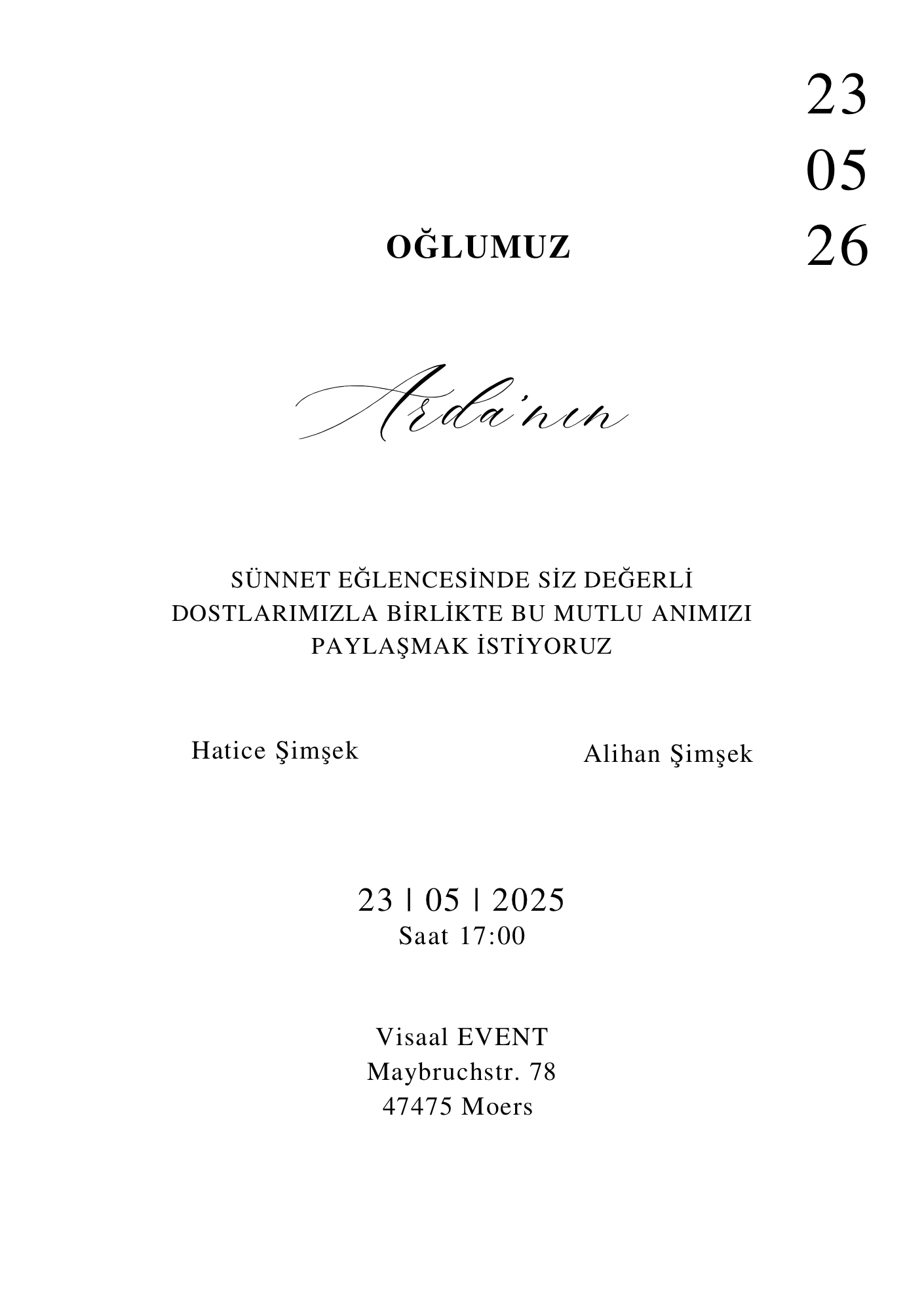 Sünnet Düğün Davetiyesi