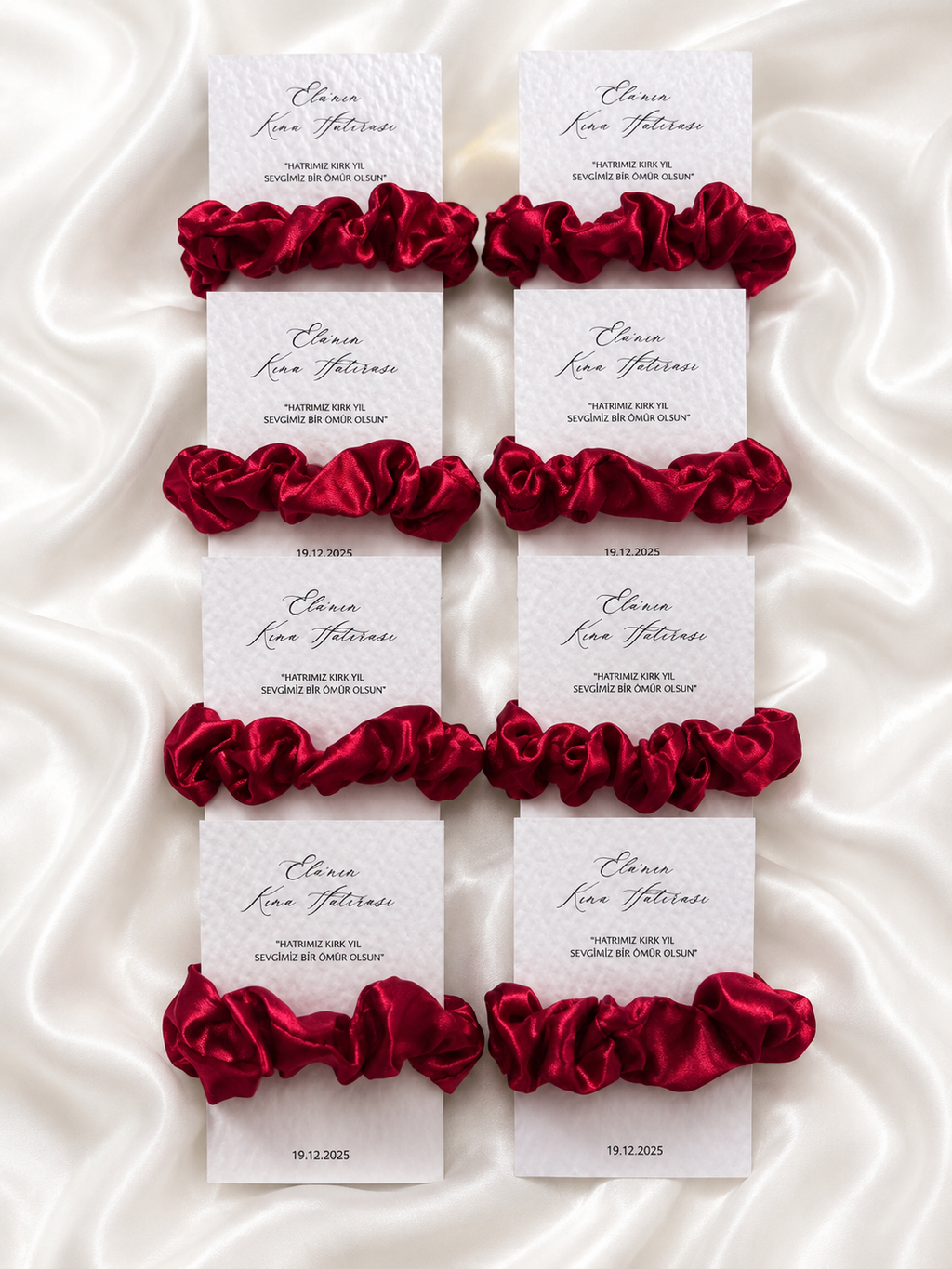 Satin Scrunchie Karte – Gastgeschenke für Henna