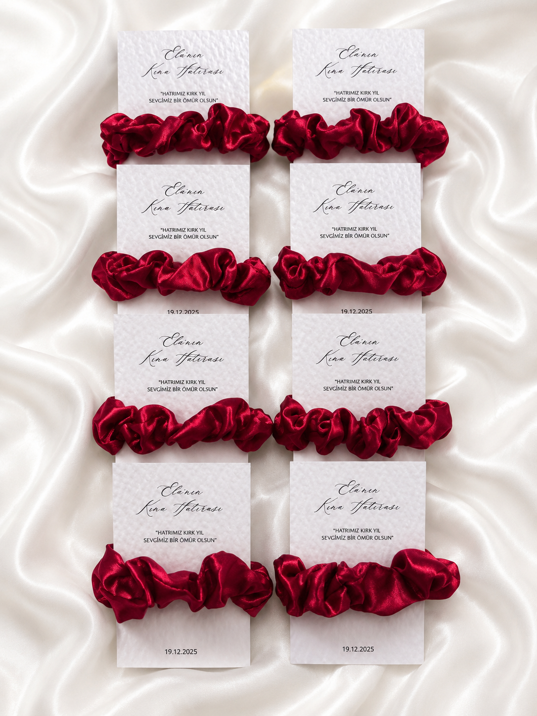 Satin Scrunchie Karte – Gastgeschenke für Henna